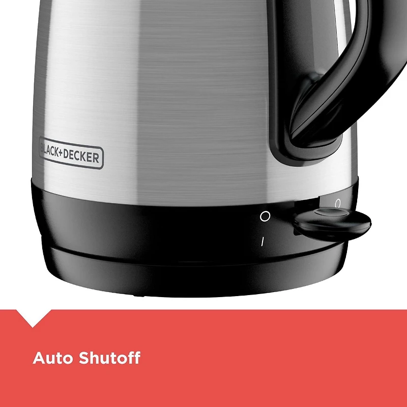 Black+Decker Bouilloire Electrique Sans Fil en Acier Inoxydable de 1,7L