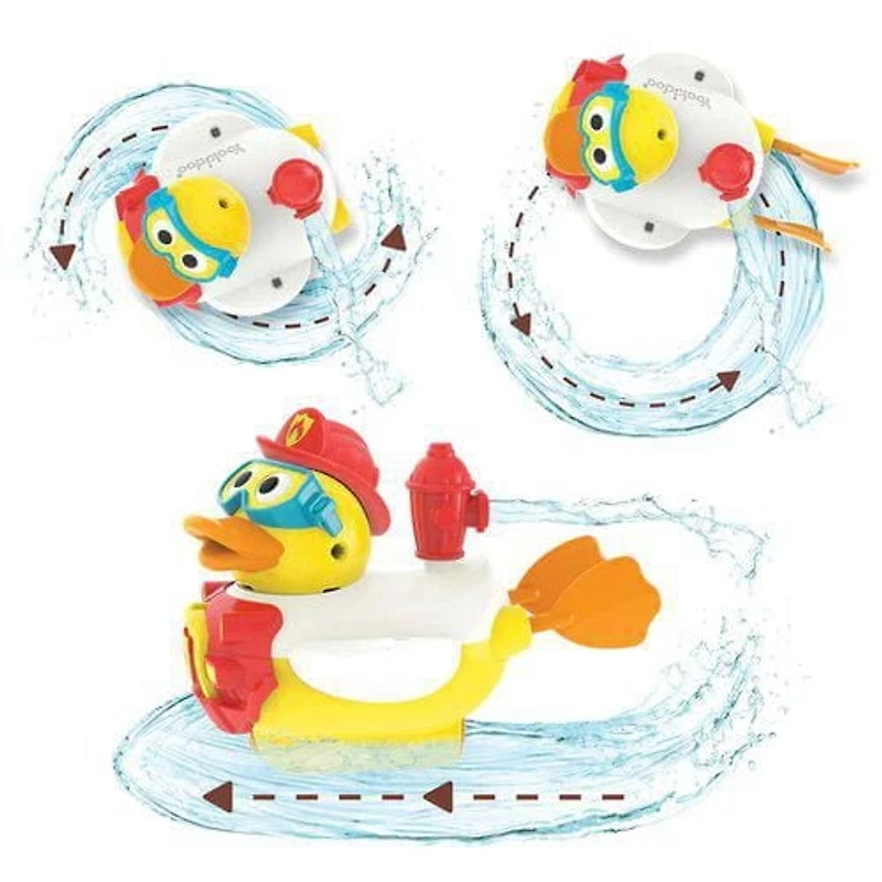 Jet Duck Create a Firefighter – Battery-Operated Bath Toy with Water-Squirting Action, 15 Accessories for Customization, Fun Bath Time Adventure for Kids