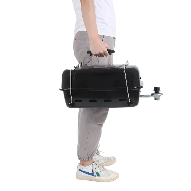 Backyard Grill 17.5” 10,000 BTU Portable Table Top Gas Grill, Black, GBT2014W-C