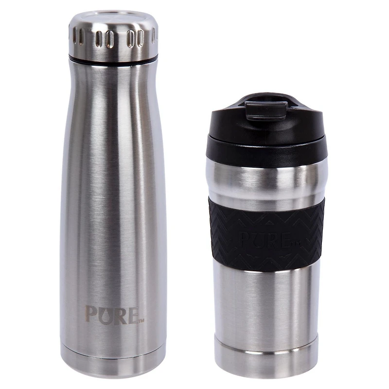 PURE Drinkware, Water Bottle and Coffee Tumbler Set