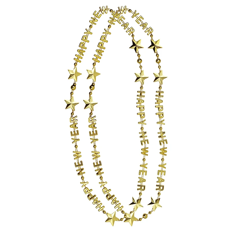 Colliers de perles dorées du Nouvel An, ensemble de 2, décorations festives, une façon originale de célébrer avec style, pour adultes