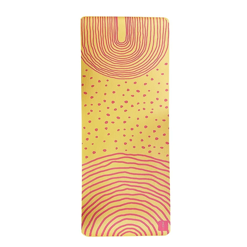 Tapis d’exercice avec arcs abstraits imprimés de 10 mm – 61 cm x 172,7 cm, Combinaison de jaune