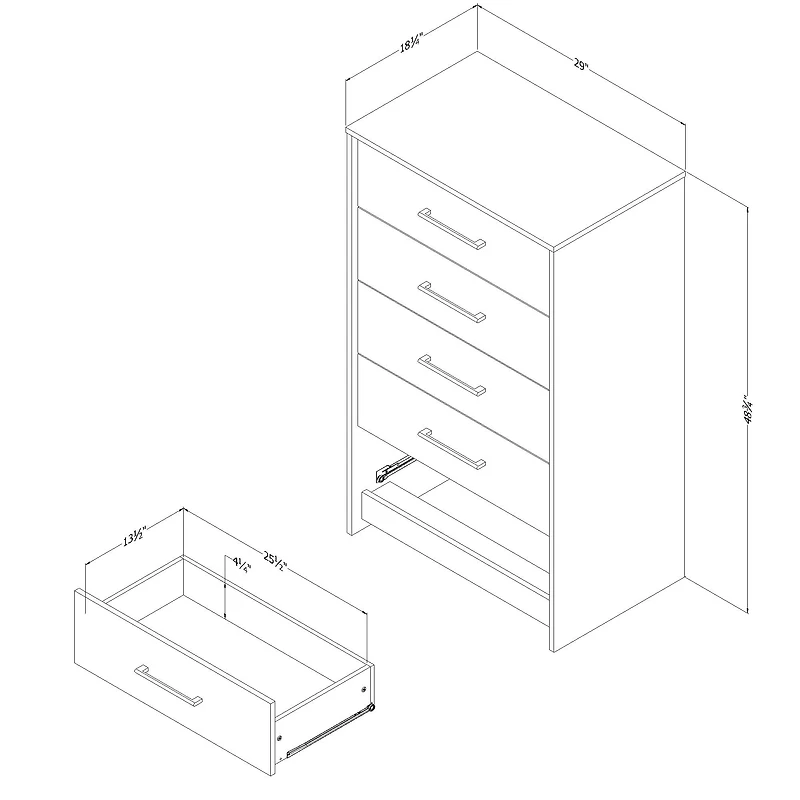 Commode 5 tiroirs pour Adulte, fini Noir antiqué et Chêne vieilli, collection Londen de Meubles South Shore