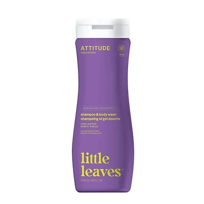 ATTITUDE little leaves, Shampoing et Gel Nettoyant 2en1, Vanille et Poire 473 ml