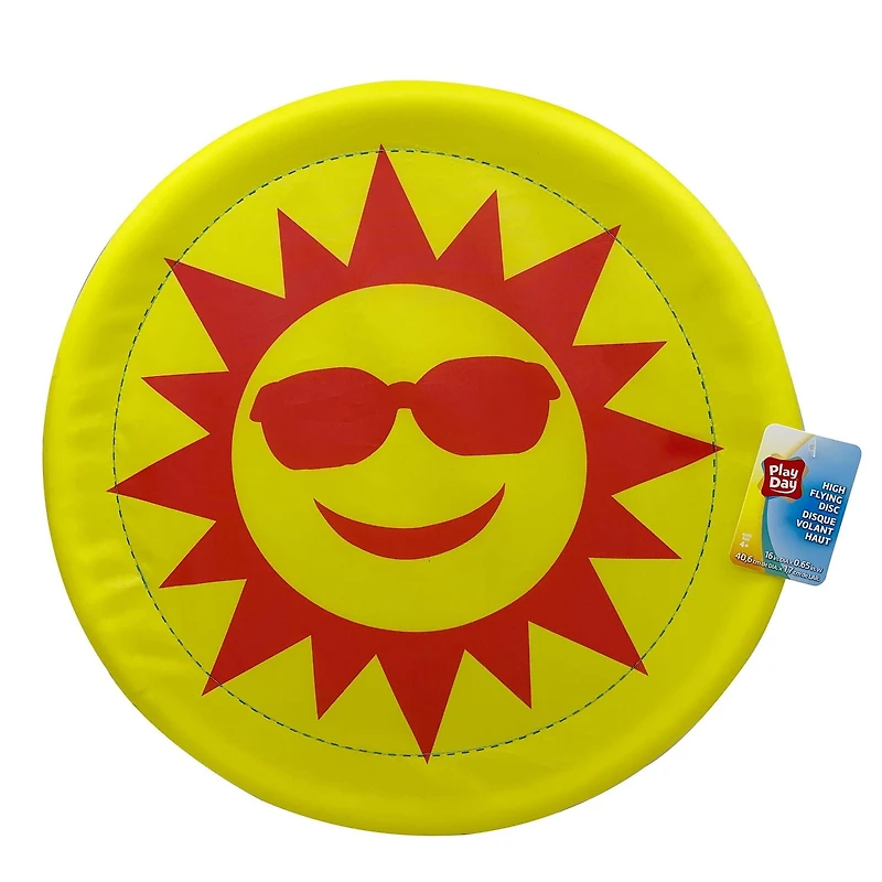 Play Day Grand disque volant géant, motif jaune soleil de 16 po
