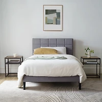 Lit plateforme rembourré Mainstays, sommier non requis, gris Simple, grand