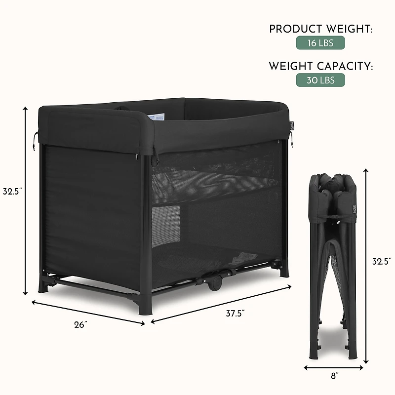 Parc portable Evolur Zane | Pour les déplacements - Parc pliable instantanément, noir