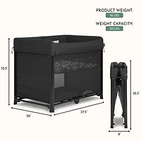 Parc portable Evolur Zane | Pour les déplacements - Parc pliable instantanément, noir