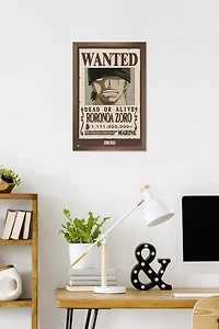 One Piece - Roronoa Zoro Wanted Poster Wall Poster, 14.725" x 22.375" Framed