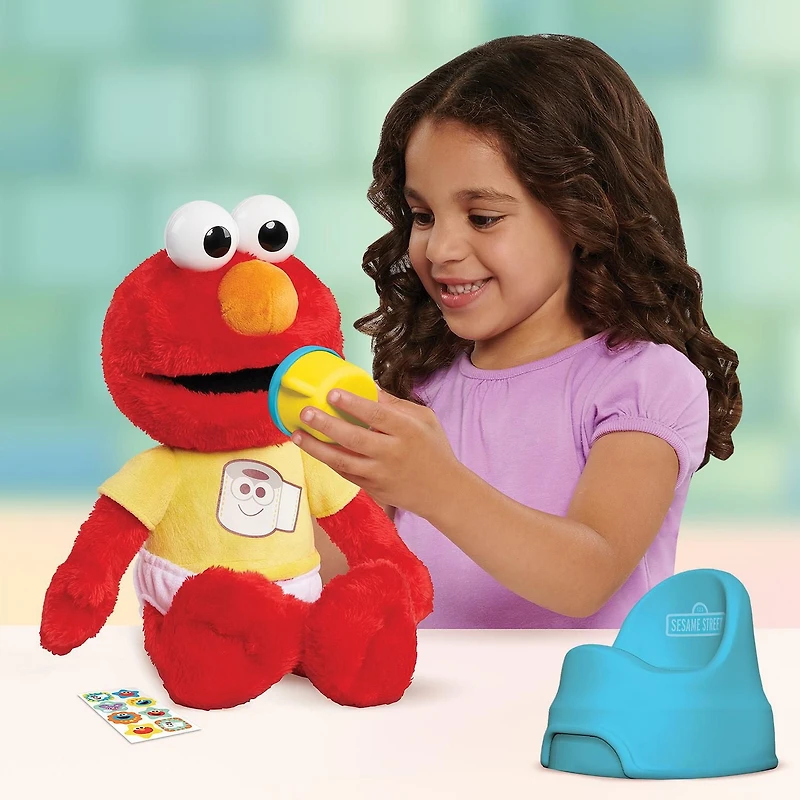 Sesame Street Potty Time Elmo 12-Inch Sustainable Plush Stuffed Animal, Sounds and Phrases, Potty Training Tool