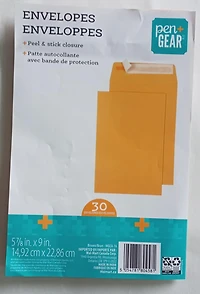 Enveloppe blanche à peler et coller 5-7/8x9, emballage 30