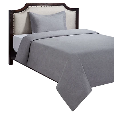 Ensemble de housse de couette 3 pièces Batiste grise HOMETRENDS, 2 places/grand 100 % coton