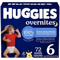 Couches pour bébés Huggies Overnites, Emballage Mega Colossal, Tailles: 4-7 Tailles: 4-7 | 100-60 Unités