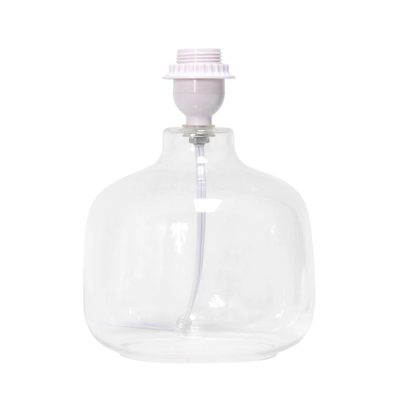 Lampe de table en verre Simple Designs avec abat-jour en tissu, transparent avec abat-jour gris