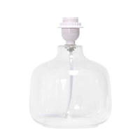 Lampe de table en verre Simple Designs avec abat-jour en tissu, transparent avec abat-jour gris