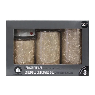 Hometrends Ensemble de bougies DEL avec flocons de neige champagne doré avec télécommande