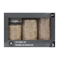 Hometrends Ensemble de bougies DEL avec flocons de neige champagne doré avec télécommande