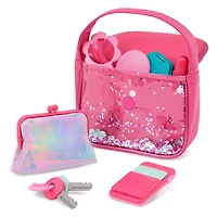 Sparkle Time Pink Purse Set with Phone Keys Card Makeup, Toddler and Preschool Toys by Battat