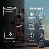 TAL Tasse à café Boulder en acier inoxydable 14 fl oz, noir Tasse de café