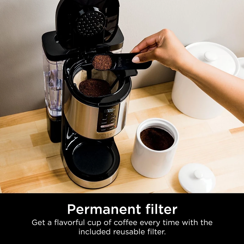 Ninja DCM200C Programmable XL 14-Cup Coffee Maker, 14-Cup Glass Carafe, with Permanent Filter, Stainless Steel, Hotter Brewing Technology