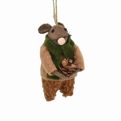 Holiday Time Christmas Warm Wishes Felt Mouse Ornament, Brown, 1 Count