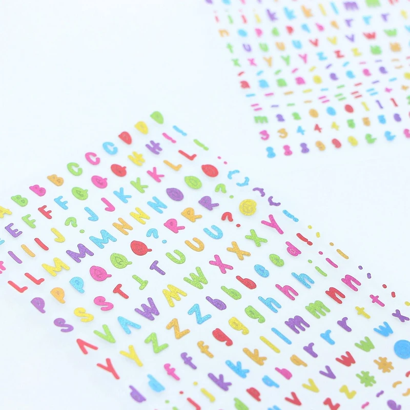 CRAFTY & CO. autocollants d'alphabet, paillettes, décoratifs, 518 pièces, bricolage, artisanat ALPHA STKR 518PC COL