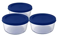 6pc Rd Glass Round Food Storage 3 x 472ml, 6pc RD GLASS 3 X 472ML