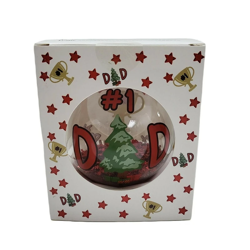 « #1 Papa » Ornement de Noël à collectionner, 4 po, Temps des Fêtes « #1 Papa » Ornement de verre à collectionner