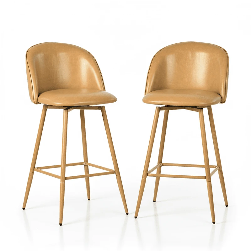Homy Casa - Ensemble de 2 tabourets de bar contemporains, hauteur d'assise 66 cm, revêtement en tissu et pieds imitation bois