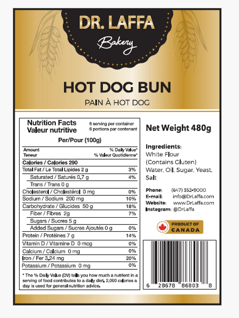 Dr. Laffa Bakery Bun Hotdog