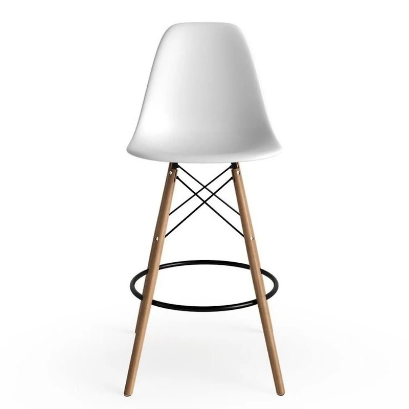 Eames Counter Stool  in Black with Natural wood legs, Counter Stool for Kitchen Island 26"H set of 2