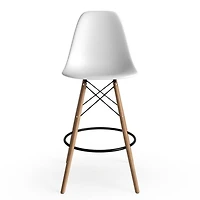 Eames Counter Stool  in Black with Natural wood legs, Counter Stool for Kitchen Island 26"H set of 2