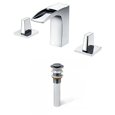 American Imaginations AI-33685 3H8 pouces. Ensemble de robinet en laiton sans plomb approuvé par CUPC de couleur chrome - Drain incl.