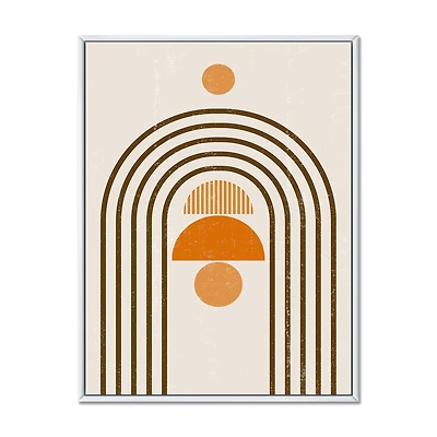 Designart Arc-en-ciel abstrait soleil et lune dans les tons de terre IV ART MURAL À CADRE FLOTT