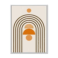 Designart Arc-en-ciel abstrait soleil et lune dans les tons de terre IV ART MURAL À CADRE FLOTT