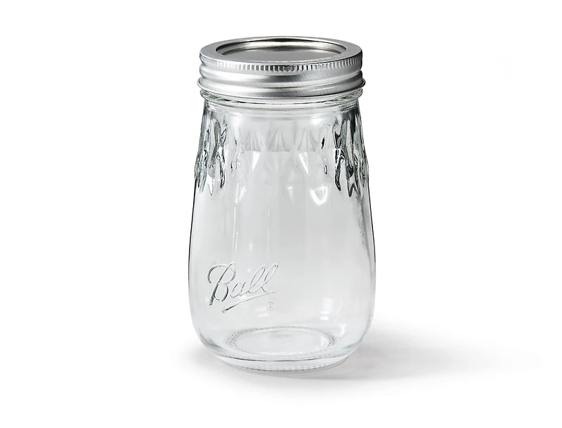 Ball Flute Mason Jars with Mason Jar Lids, 16 oz (473 mL), 4 pièces