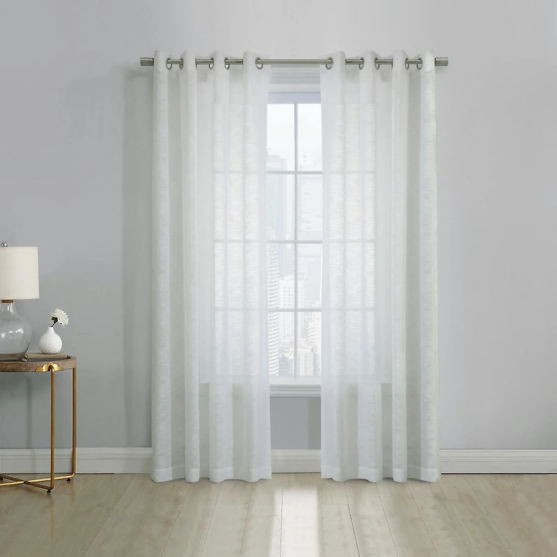 Loft Living Banan Sheer Grommet Single Curtain Panel 52 x 84 in White