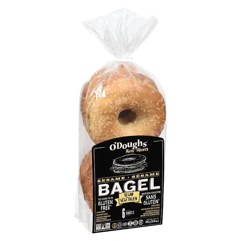 O'Doughs Thins Sesame Bagel Gluten Free, O'Doughs Bagels Sesame GF