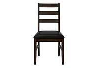 Monarch Specialties Dining Chair, Set Of 2, 37" Height, Kitchen, Dining Room, Side, Upholstered, Brown Leather Look, Brown Solid Wood, Transitional