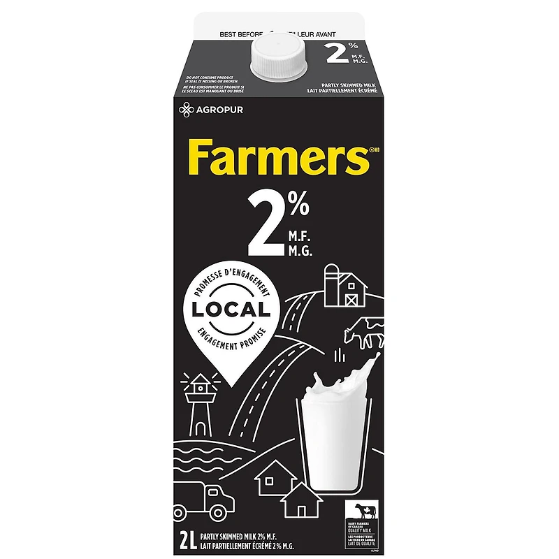 Farmers Partly Skimmed 2% Milk, 2 L