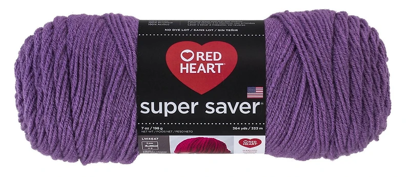 Fil Red Heart® Super Saver®, solide, acrylique #4 moyen, 7oz/198g, 364 yards Fil durable