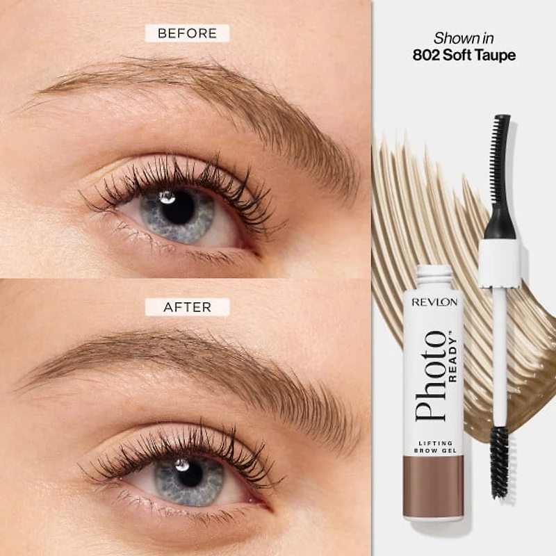 Revlon PhotoReady Lifting Brow Gel, Tinted Eyebrow Lamination, 802 Soft Taupe, 0.23 fl oz