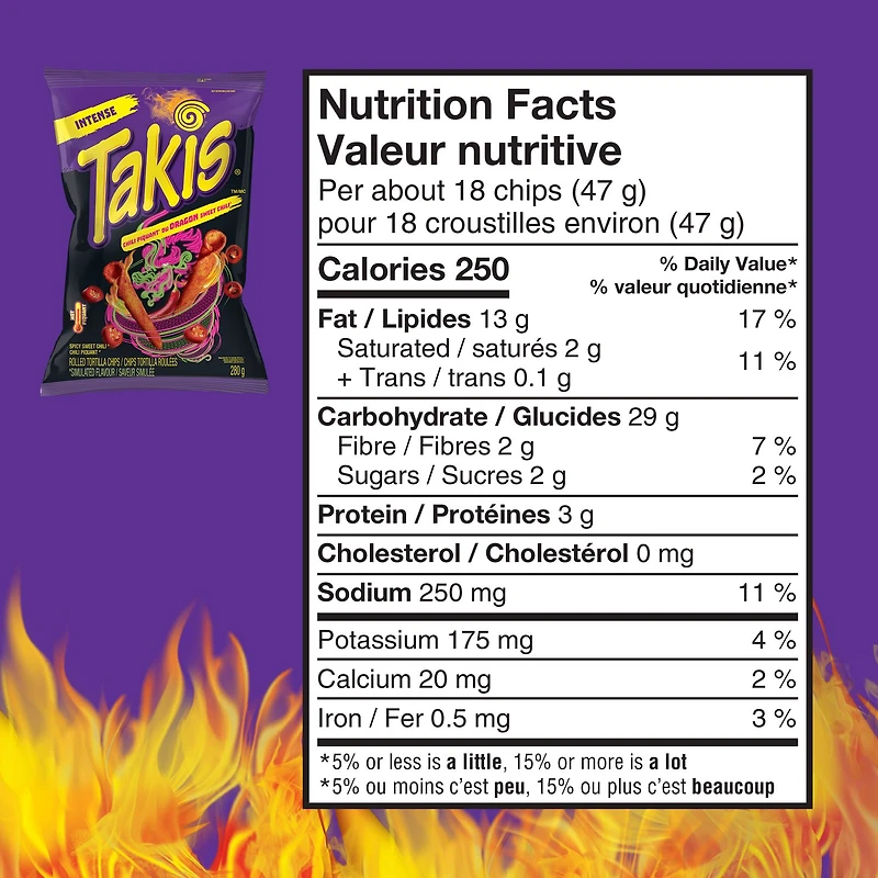 Croustilles de tortilla roulées Takis au chili piquant du dragon