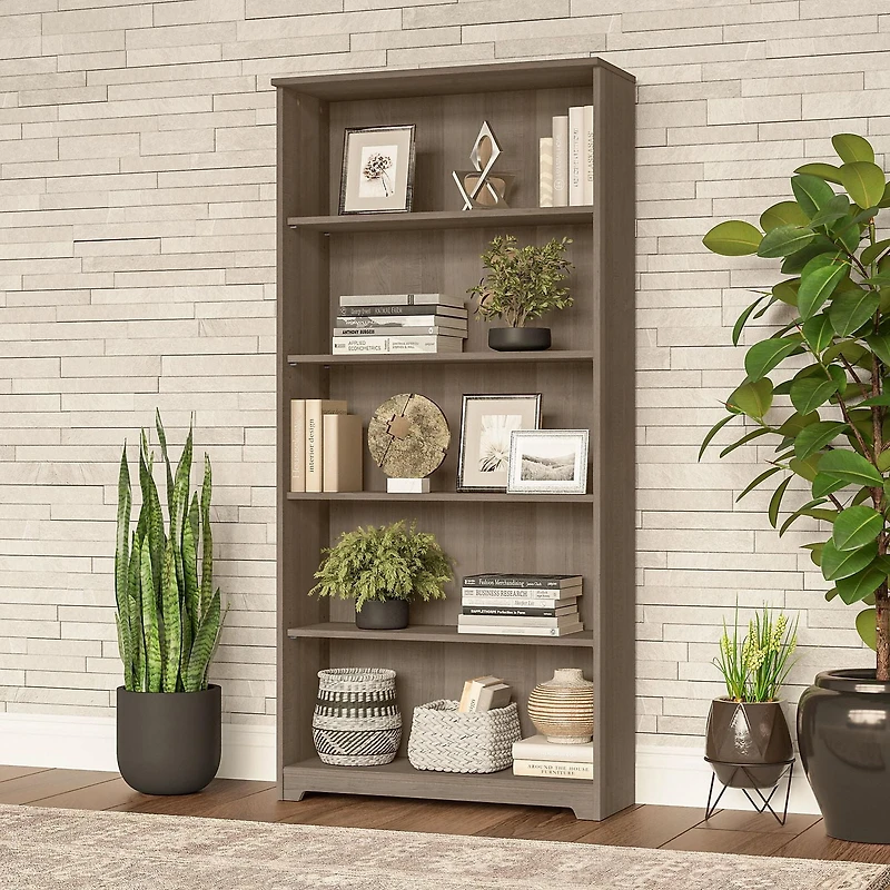 Bibliothèque haute à 5 tablettes Cabot de Bush Furniture, gris cendré
