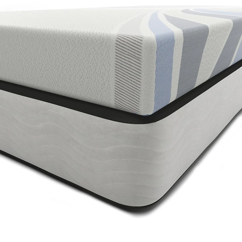 CorLiving Ready-to-Assemble Black and White Fabric Covered Queen Metal Frame Standard Box Spring