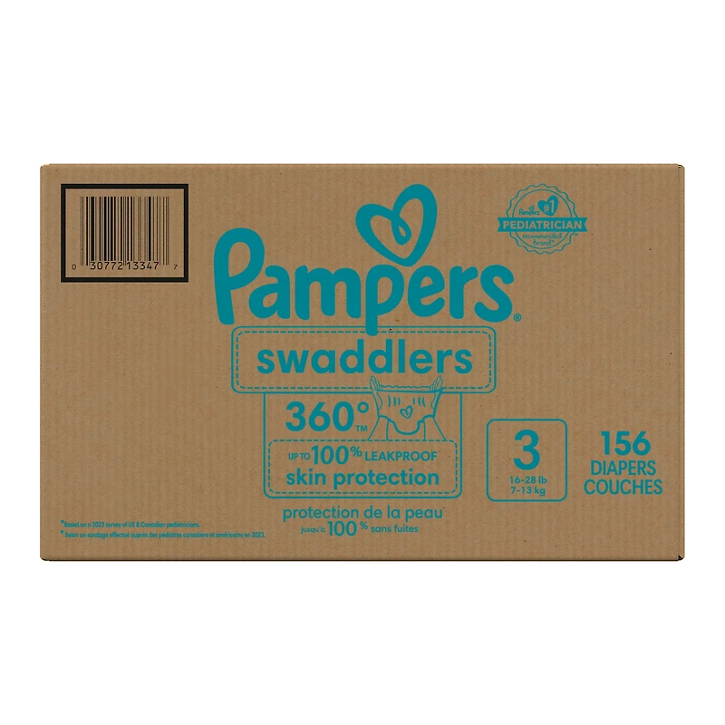 Pampers Diapers - Swaddlers 360° - Size 3, up to 100% Leakproof Comfy Dry Fit, EZ Off Tabs Designed for Easy Changes, Pull On Diaper