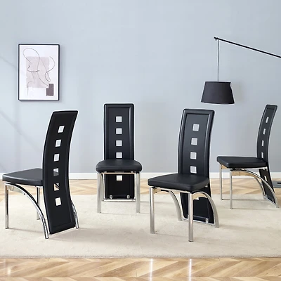 Noble House Ensemble de 4 chaises de salle à manger minimalistes modernes - Dossier noir