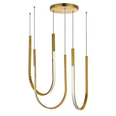 Pacari Horizontal Pendant - 54W - Aged Brass - White Silicone Diffuser