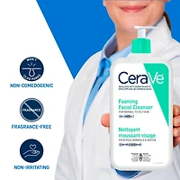 CeraVe Nettoyant Moussant, Gel Nettoyant avec Céramides et Niacinamide pour Peau Normale à Grasse, 562 ml