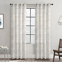 Loft Living Jennifer, panneau de rideau à oeillets diaphane avec imprimé botanique 52" x 95", gris